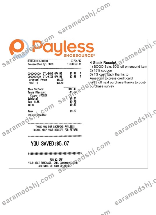 PAYLESS payment check